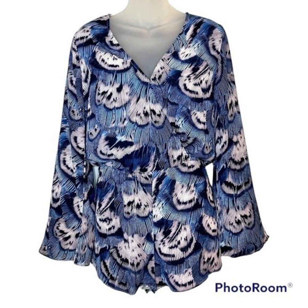 BuddyLove Burke Blue Peacock Long Sleeve Romper Size X-Small